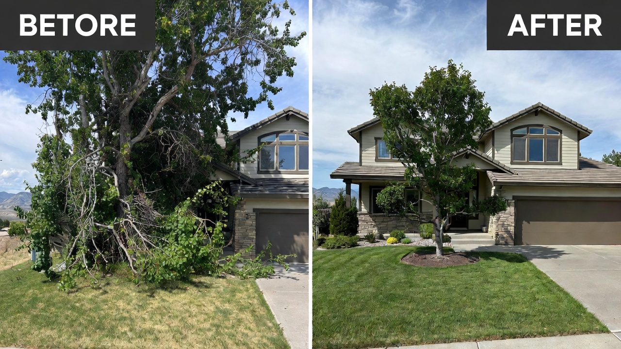 Before and after tree removal project